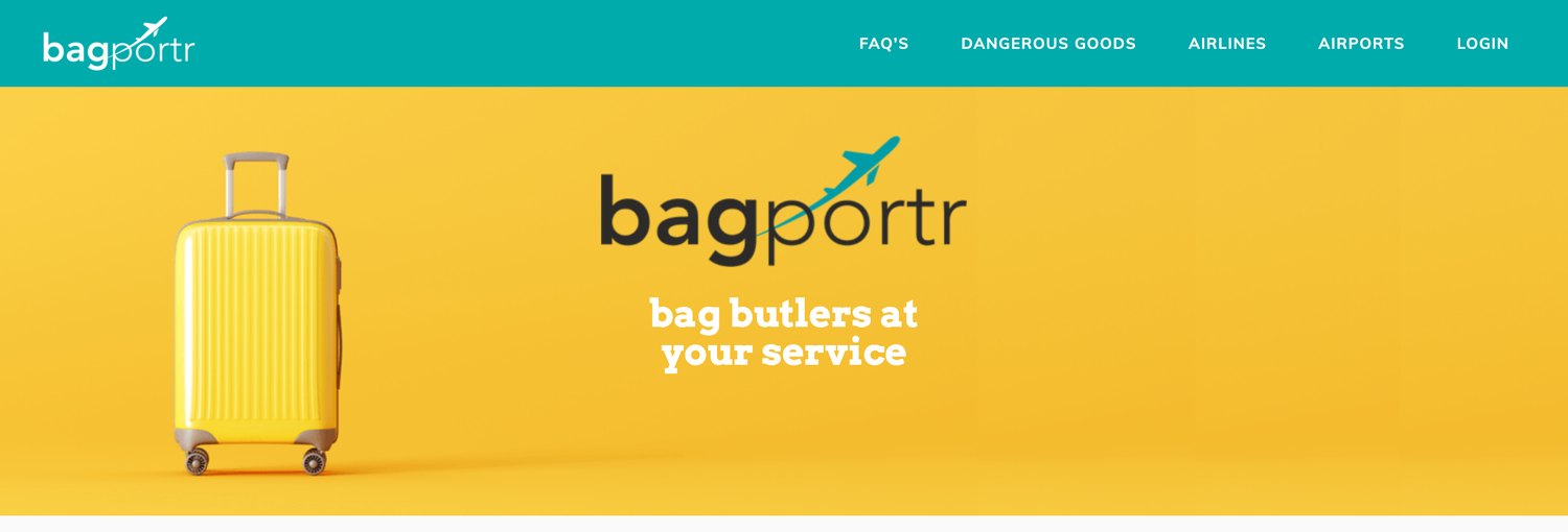 BagPortr website hero I designed: bag butlers at your service